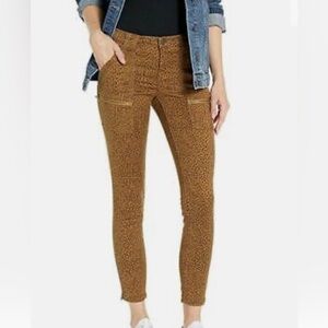 2/40$JOIE Park Cheetah Skinny Cropped kle Zip Pockets Cargo Utility pant size 26